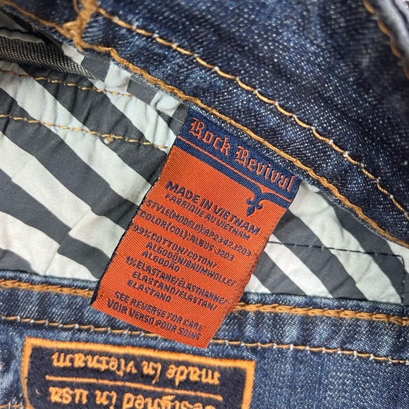 Rock Revival Faded Albus Straight Size 38 Jeans with Embroidered Pockets - Picture 9 of 15